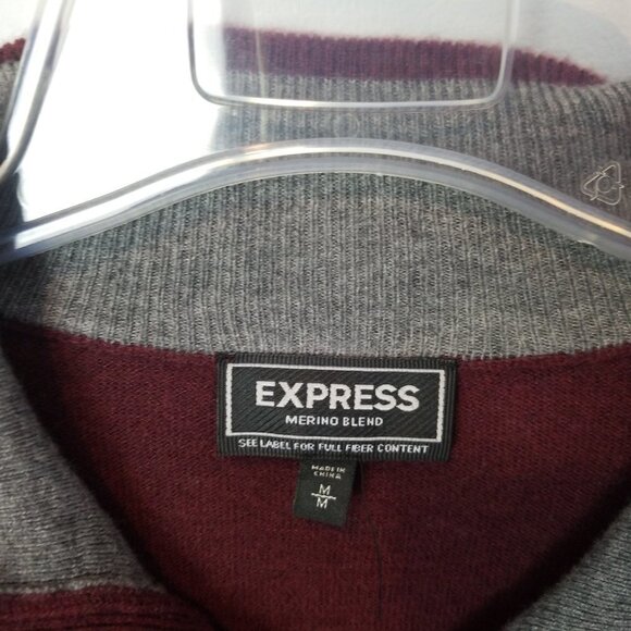 EXPRESS Men's Burgundy Red Wool Sweater Buttons - Picture 6 of 8